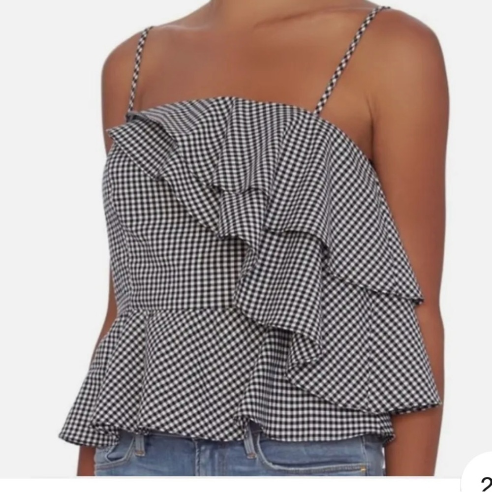 Intermix Thebes ruffle gingham top size petite